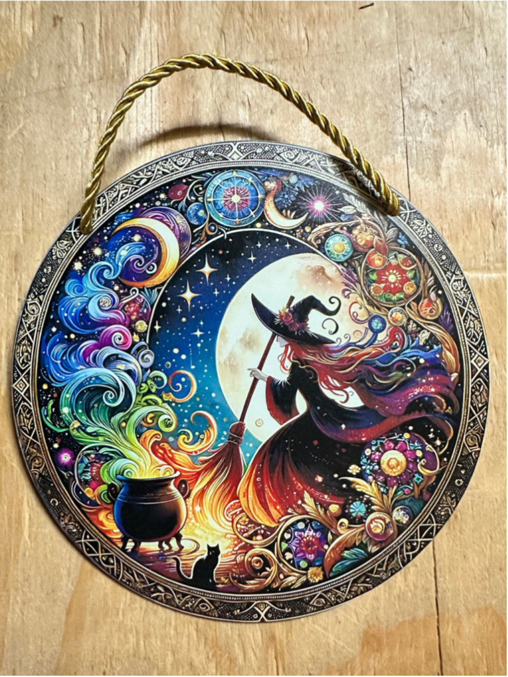Unbranded Witch and Cauldron Wall Decor Hanging Sign One Size Black Multicolor